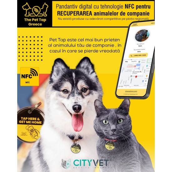 Pandantiv digital cu tehnologie NFC pentru recuperarea animalelor de companie