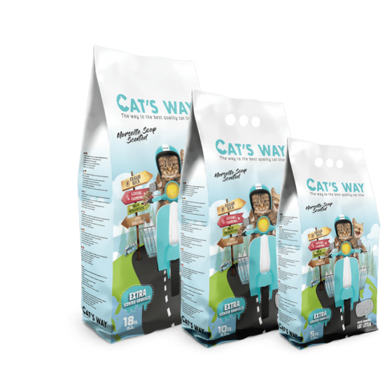 Nisip pentru litiera BENTONITA, CATS WAY, MARSEILLE SOAP, 10L, 8.5KG