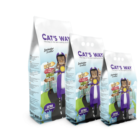Nisip pentru litiera BENTONITA, CATS WAY, Lavanda, 5L, 4.25 KG