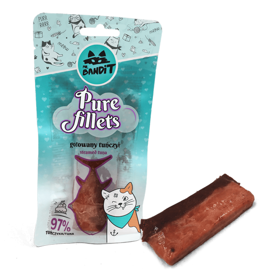 Recompense pentru pisici Mr. Bandit CAT Pure Fillets, ton la abur, 30 g