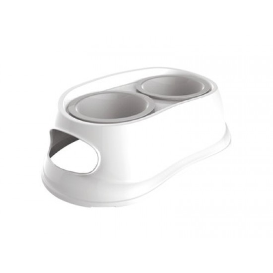 Castron dublu din plastic, pentru caini, M-PETS, 2 x 800 ml-10550501