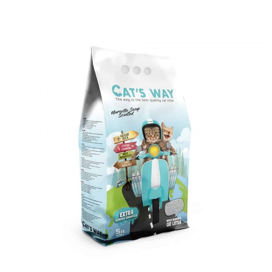 Nisip pentru litiera BENTONITA, CATS WAY, MARSEILLE SOAP, 10L, 8.5KG