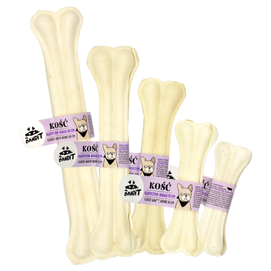 Recompense pentru caini Mr. Bandit Classic white Bone, os de 10 cm