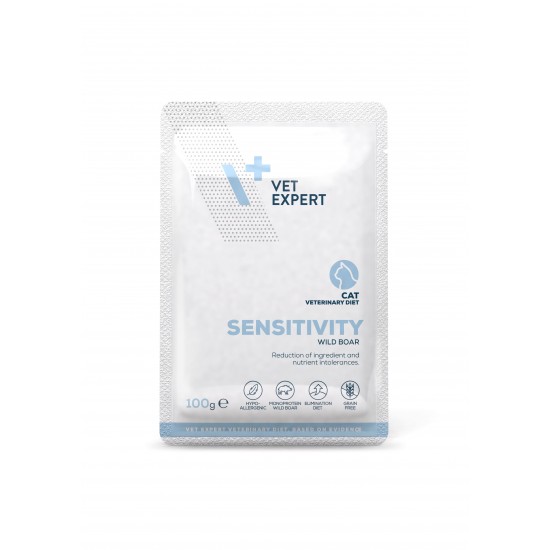 Dieta Veterinara umeda monoproteica pentru pisici SENSITIVITY CAT, VetExpert, plic, 100g