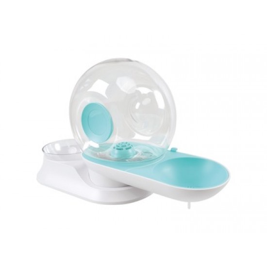 Dispenser dublu, apa si hrana, DISPENSER SNAIL COMBI M-PETS, albastru, 2800 ml / 240 g