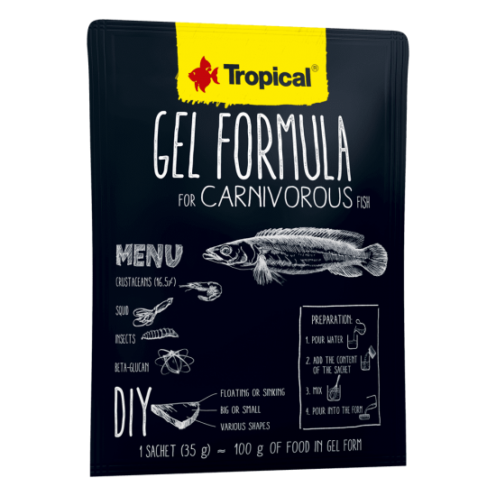 Hrana pentru pesti carnivori, TROPICAL Gel Formula, plic 35G