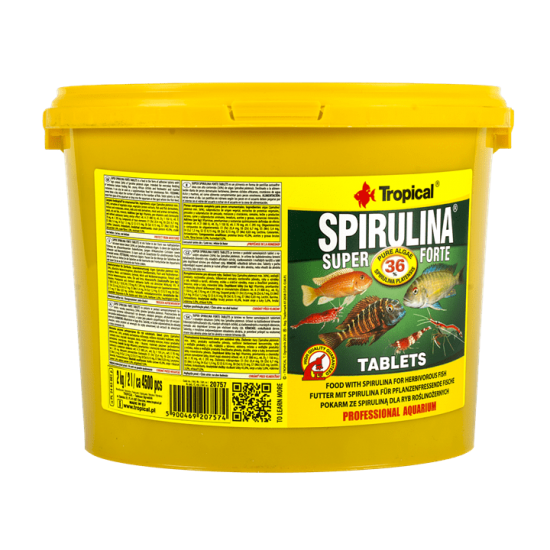 Hrana pentru pesti cu un conținut ridicat de spirulina Tropical Super Spirulina Forte tablete, 2kg Hrana pentru pesti cu un conținut ridicat de spirulina Tropical Super Spirulina Forte tablete, 2kg