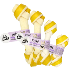 Recompense pentru caini Mr. Bandit Knotted Bone, os innodat galben  de 10 cm