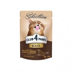 Club 4 Paws Plus Selection cu Hering Atlantic și Hering Baltic în Jeleu – hrană umedă pentru pisici adulte, 80 g