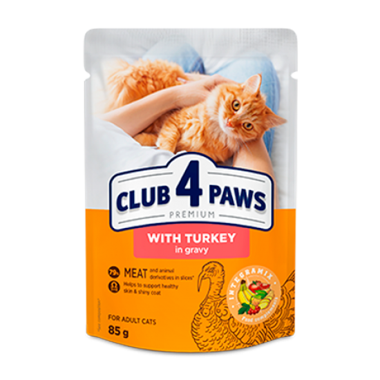 Club 4 Paws Premium cu Curcan în Sos pentru Pisici Adulte 85 g