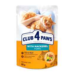 Club 4 Paws Premium cu Macrou în Sos – hrană umedă pentru pisici adulte, 85 g
