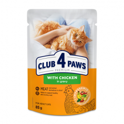Club 4 Paws Premium cu Pui în Sos – hrană umedă pentru pisici adulte, 85 g