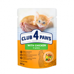 Club 4 Paws Premium cu Pui în Sos – hrană umedă pentru pisoi, 80 g