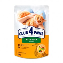 Club 4 Paws Premium cu Rață în Sos – hrană umedă pentru pisici adulte, 85 g