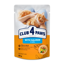 Club 4 Paws Premium cu Somon în Jeleu – hrană umedă pentru pisici adulte, 85 g