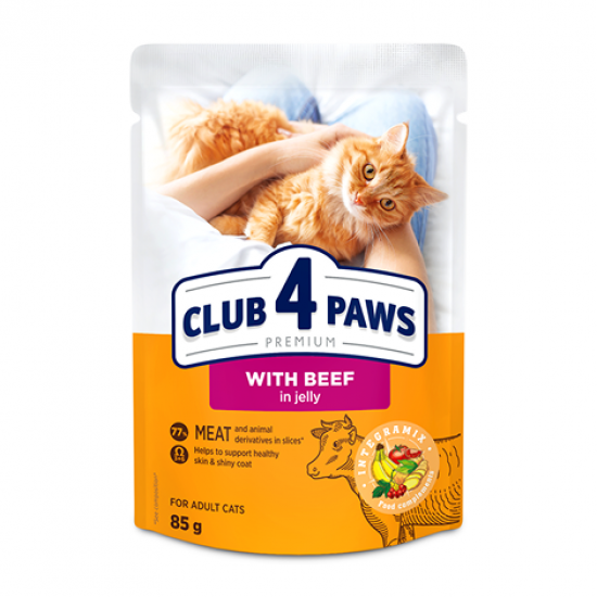 Club 4 Paws Premium cu Vită în Jeleu pentru Pisici Adulte 85 g