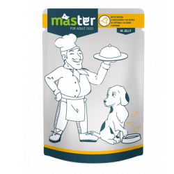 MASTER Hrană Umedă pentru Câini Adulți de Talie Mică cu Pui în Jeleu, 80 g
