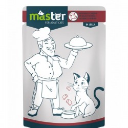 MASTER Hrană Umedă pentru Pisici Adulte cu Carne în Jeleu, 80 g