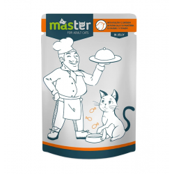 MASTER Hrană Umedă pentru Pisici Adulte cu Pasăre în Jeleu, 80 g