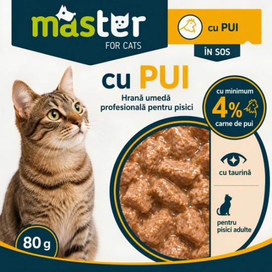 MASTER hrană umedă pisici adulte cu pui în sos 80 g