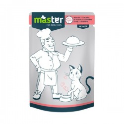 MASTER Hrană Umedă pentru Pisici Adulte cu Vită în Sos, 80 g