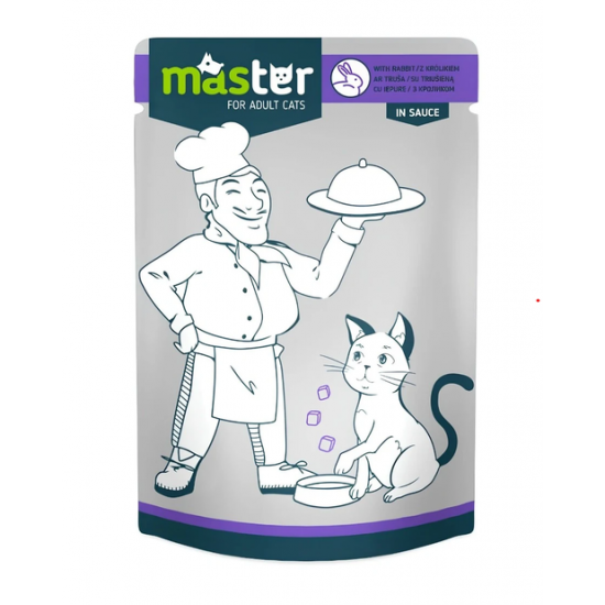 MASTER hrană umedă pisici adulte cu iepure în sos 80 g