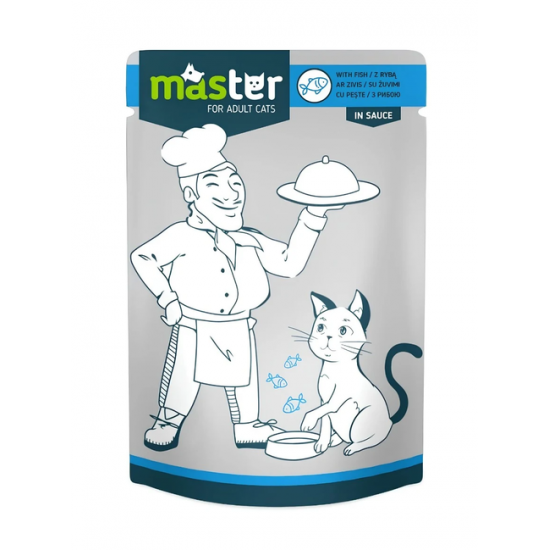 MASTER hrană umedă pisici adulte cu pește în sos 80 g