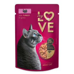 My Love cu Curcan în Sos – hrană umedă pentru pisici adulte, 85 g