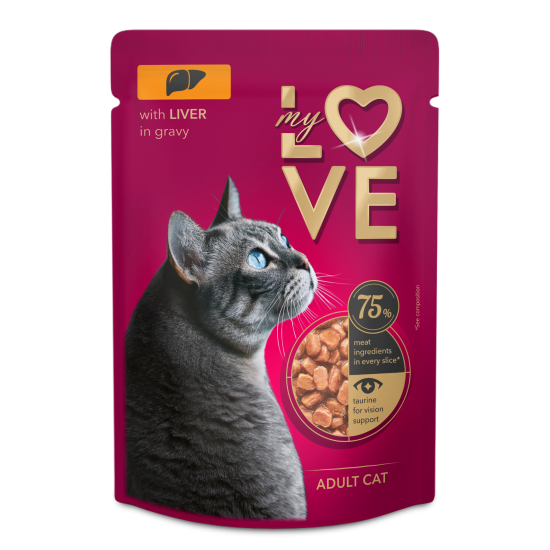 My Love cu Ficat în Sos hrană umedă pentru pisici adulte 85 g