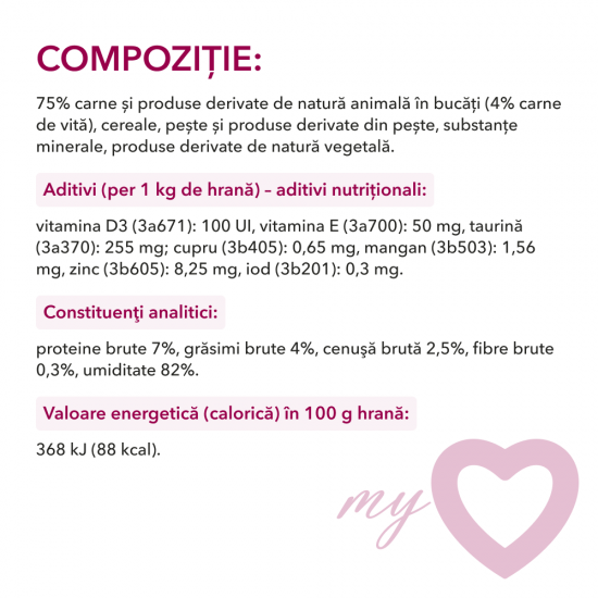 My Love cu Vită în Sos – hrană umedă pentru câini adulți, 100 g