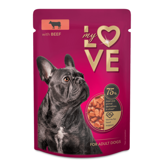 My Love cu Vită în Sos – hrană umedă pentru câini adulți, 100 g