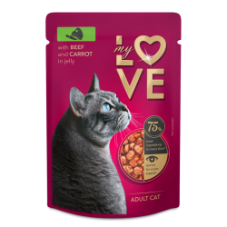 My Love cu Vită și Morcov în Jeleu – hrană umedă pentru pisici adulte, 85 g