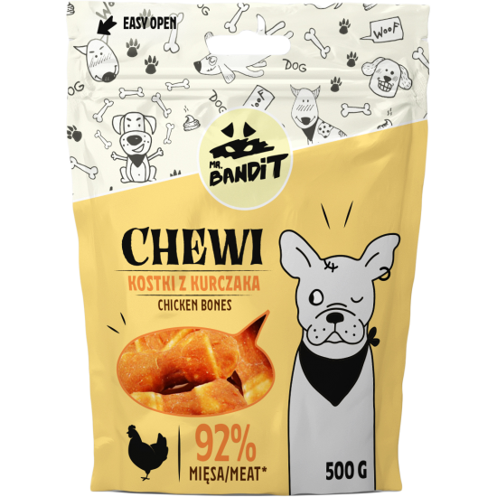 Recompense pentru caini Mr. Bandit CHEWI, oase de pui, 500g