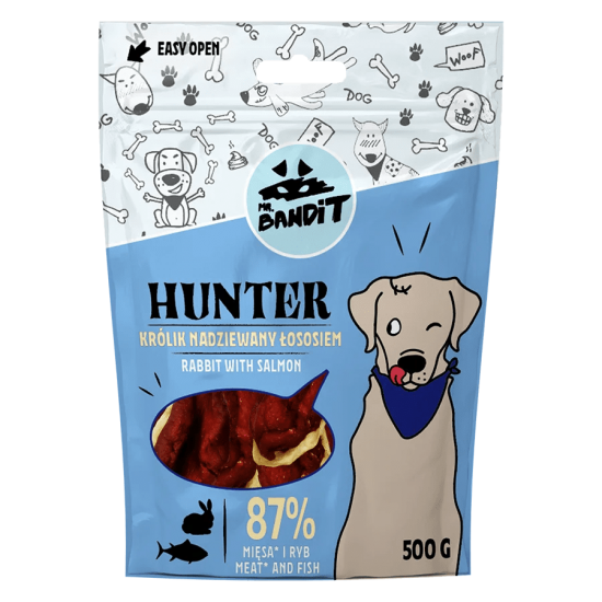 Recompense pentru caini Mr. Bandit HUNTER, iepure si peste, 500 g Recompense pentru caini Mr. Bandit HUNTER, iepure si peste, 500 g