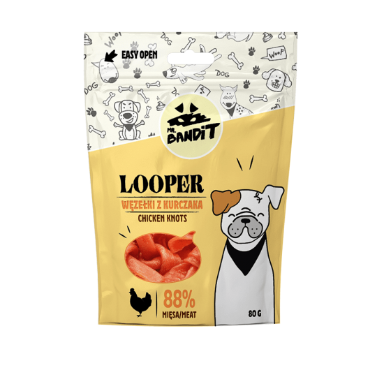 Recompense pentru caini Mr. Bandit LOOPER, pui, 80 g Recompense pentru caini Mr. Bandit LOOPER, pui, 80 g