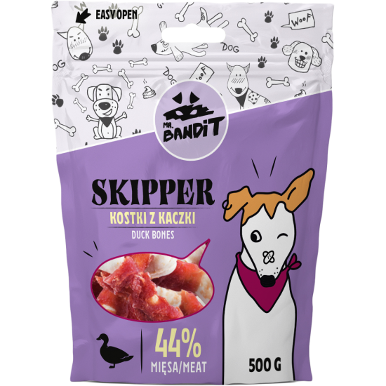 Recompense pentru caini Mr. Bandit SKIPPER, oase de rata, 500g