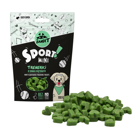 Recompense pentru caini Mr. Bandit SPORT MINI, menta, 150g Recompense pentru caini Mr. Bandit SPORT MINI, menta, 150g