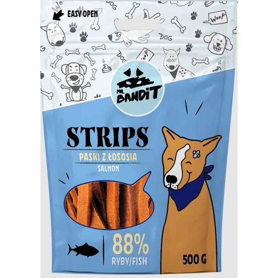 Recompense pentru caini Mr. Bandit STRIPS, somon, 500 g
