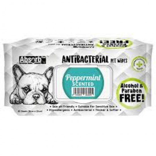Servetele umede Absorb Plus Antibacterial, PEPPERMINT, 80 buc
