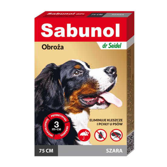 Zgarda antiparazitara caini, SABUNOL DOG GPI, 25-50 kg, gri, 75 cm
