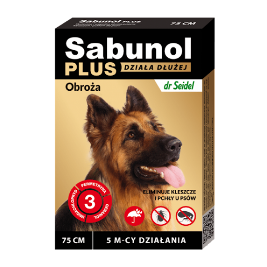 Zgarda antiparazitara caini,SABUNOL PLUS, 25-50 kg, 75 cm