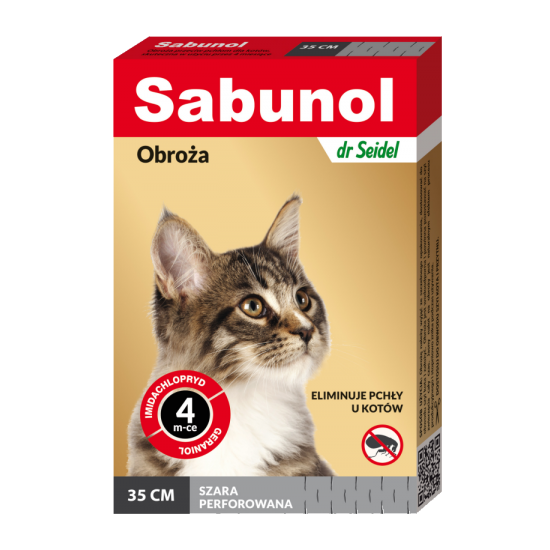 Zgarda antiparazitara pisici, SABUNOL CAT, gri, 35 cm