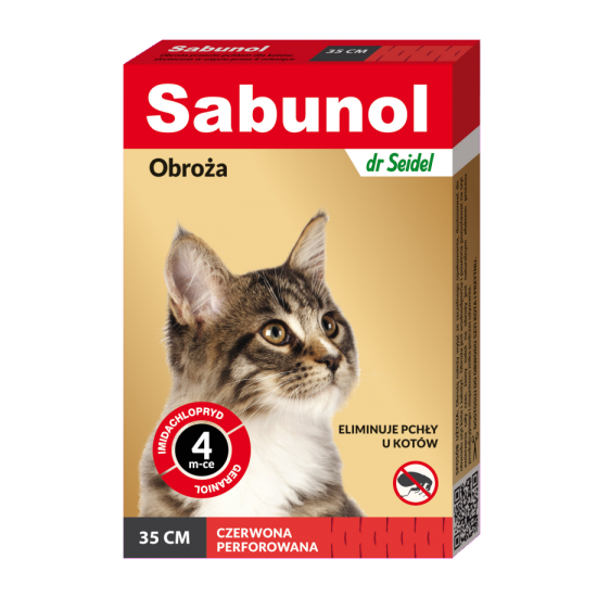 Zgarda antiparazitara pisici, SABUNOL CAT, rosie, 35 cm