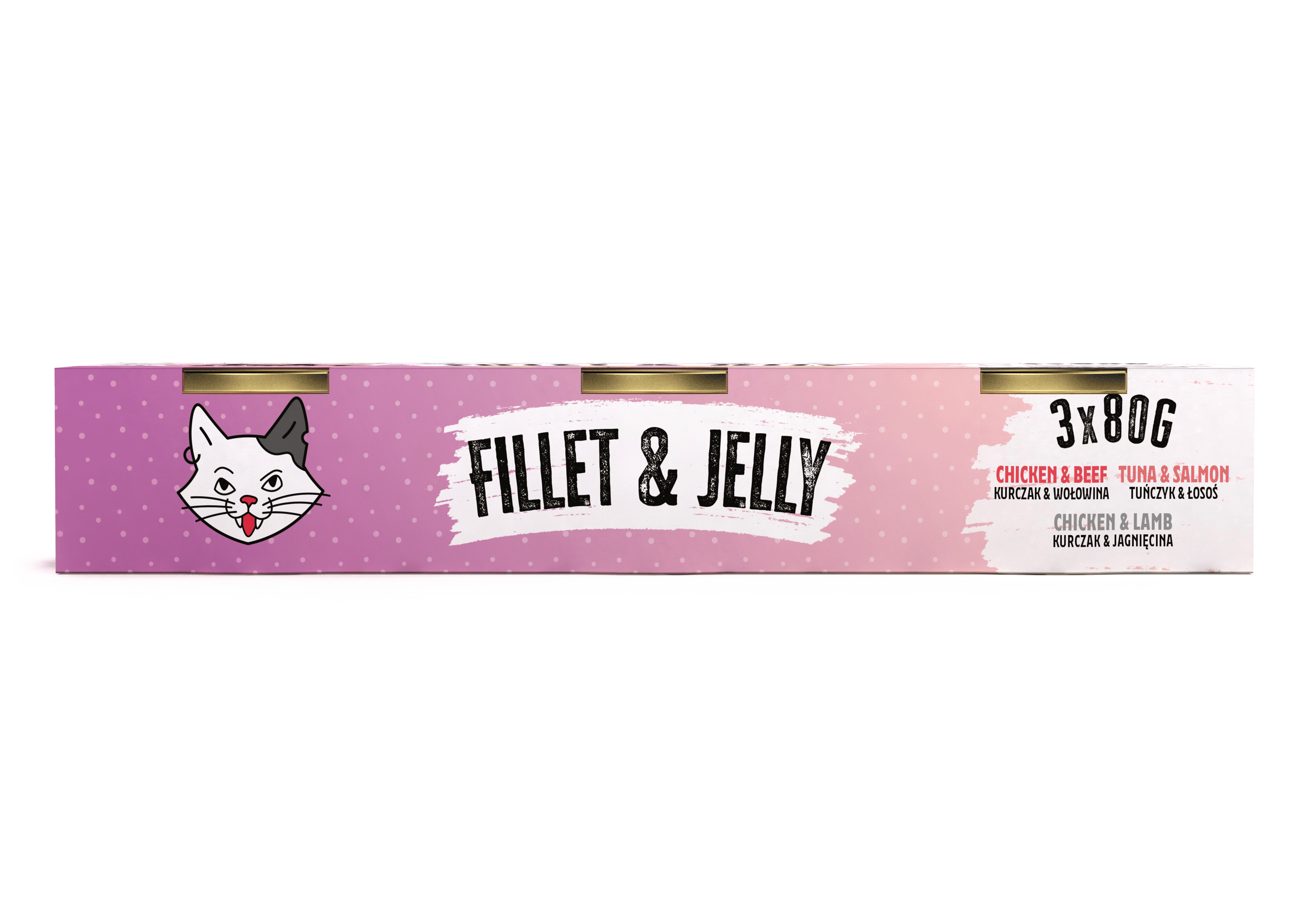 Recompensă umedă pentru pisici adulte Mr. Bandit Cat MIX, Fillet & Jelly, pui și vită, ton și somon, pui și miel, 3x80g