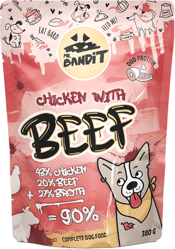 Hrană umedă pentru câini Mr. Bandit DuoProtein, pui si vita,380g