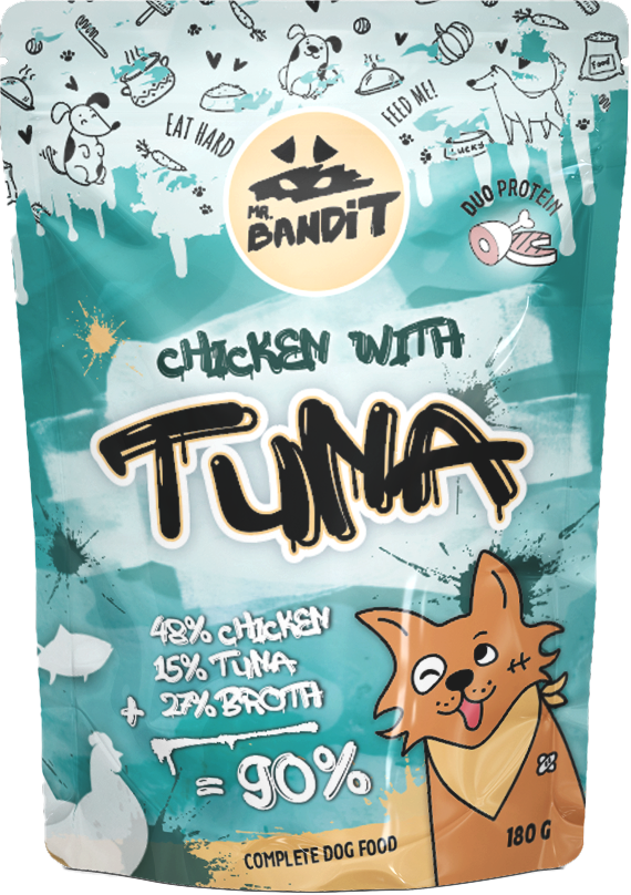 Hrană umedă pentru câini Mr. Bandit DuoProtein, pui și ton,180g