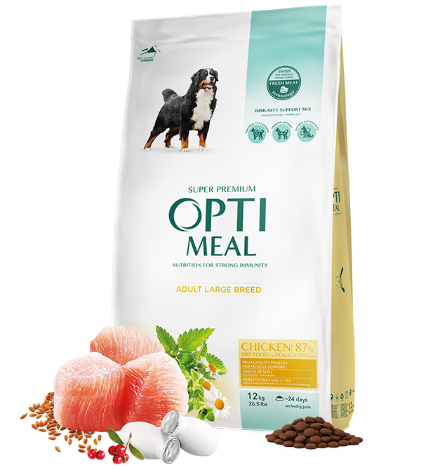Hrana uscata pentru caini adulti DE TALIE MARE, OPTIMEAL DRY FOOD, pui, 12 kg
