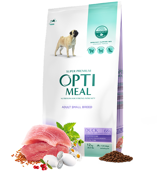 Hrana uscata pentru caini adulti de talie mica, Super Premium OPTIMEAL DRY FOOD, rata, 12kg