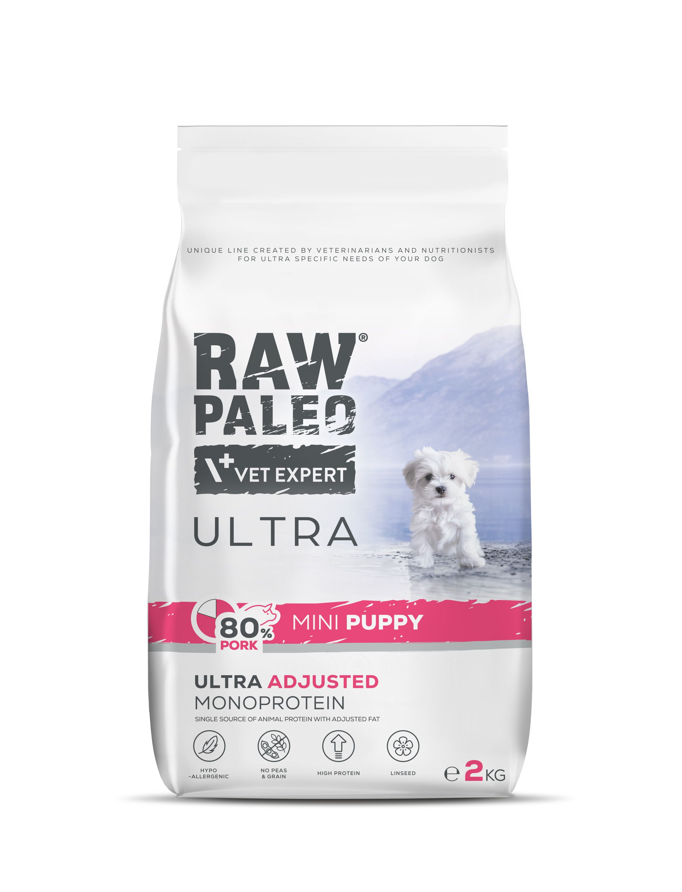 Hrană uscată pentru căței, Raw Paleo Ultra Pork, talie mică, 2 kg