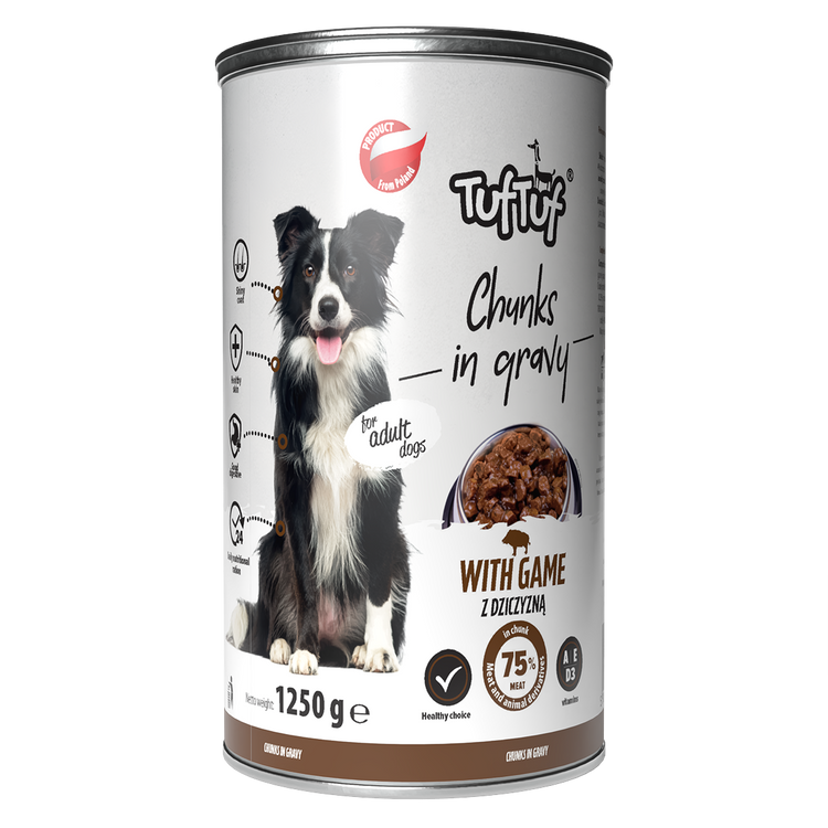TUF TUF Câine - Hrană Umedă Bucăți cu Vânat în Sos 1250g